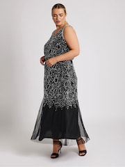 Yours Curve Black Luxe Abstract Embellished Maxi Dress - Image 2 of 5