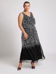 Yours Curve Black Luxe Abstract Embellished Maxi Dress - Image 3 of 5