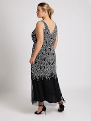 Yours Curve Black Luxe Abstract Embellished Maxi Dress - Image 4 of 5