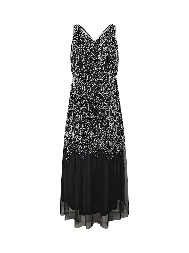 Yours Curve Black Luxe Abstract Embellished Maxi Dress - Image 5 of 5 Yours Curve Black Luxe Abstract Embellished Maxi Dress - Image 5 of 5