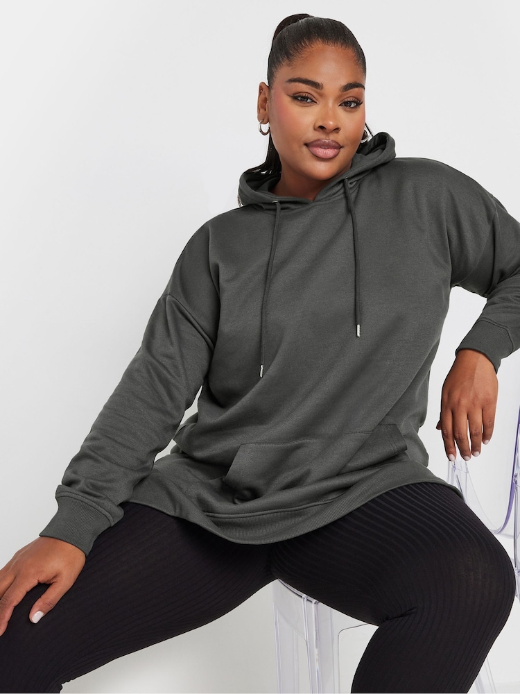 Yours Curve Grey Overhead Hoodie - Image 1 of 5