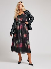 Платье металлик с полиуретановым поясом Yours Curve London - Image 4 of 6