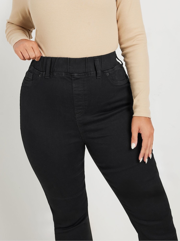 Yours Curve Black Flare Jeggings - Image 4 of 4