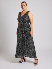 Yours Curve Black London Sequin V-Neck Maxi Dress - Image 4 of 5