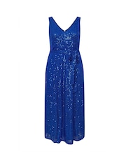Yours Curve Blue London Sequin V-Neck Maxi Dress - Image 5 of 5