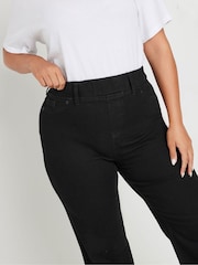 Yours Curve Black Wide Leg Jeggings - Image 4 of 5