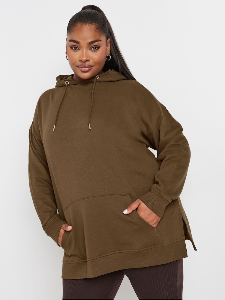 Yours Curve Brown Overhead Hoodie - Image 1 of 5