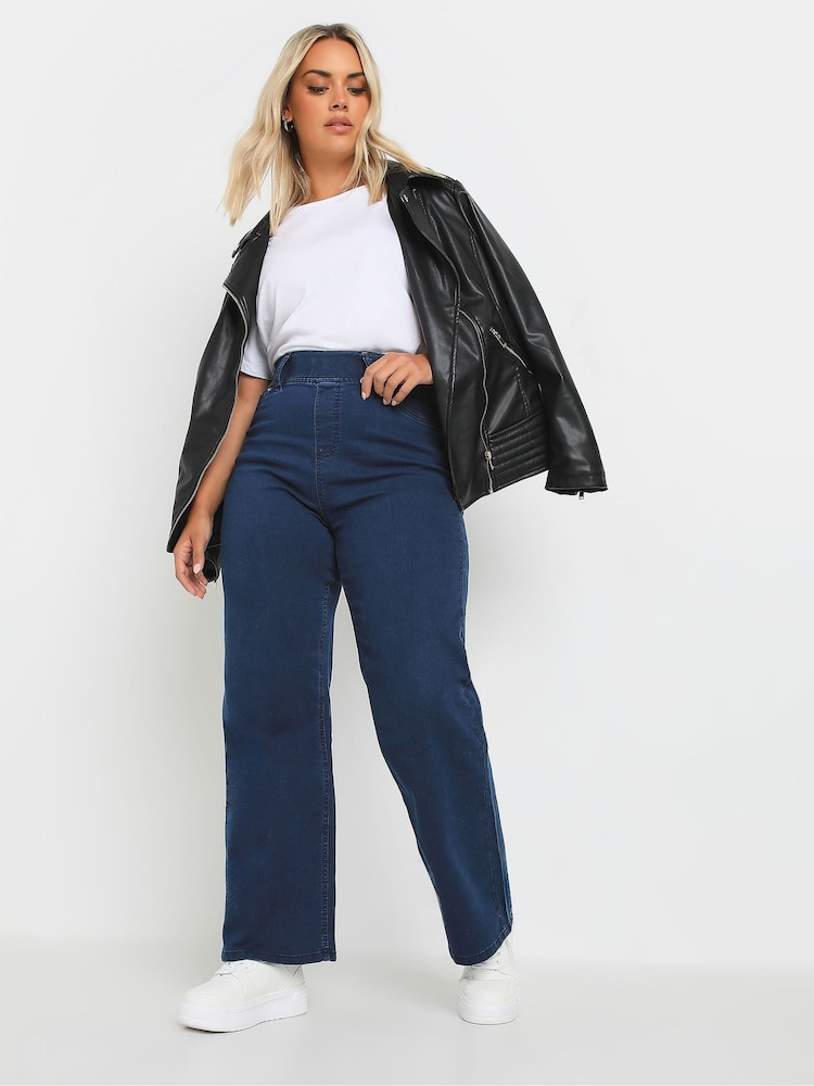 Yours Curve Blue Wide Leg Jeggings - Image 2 of 5