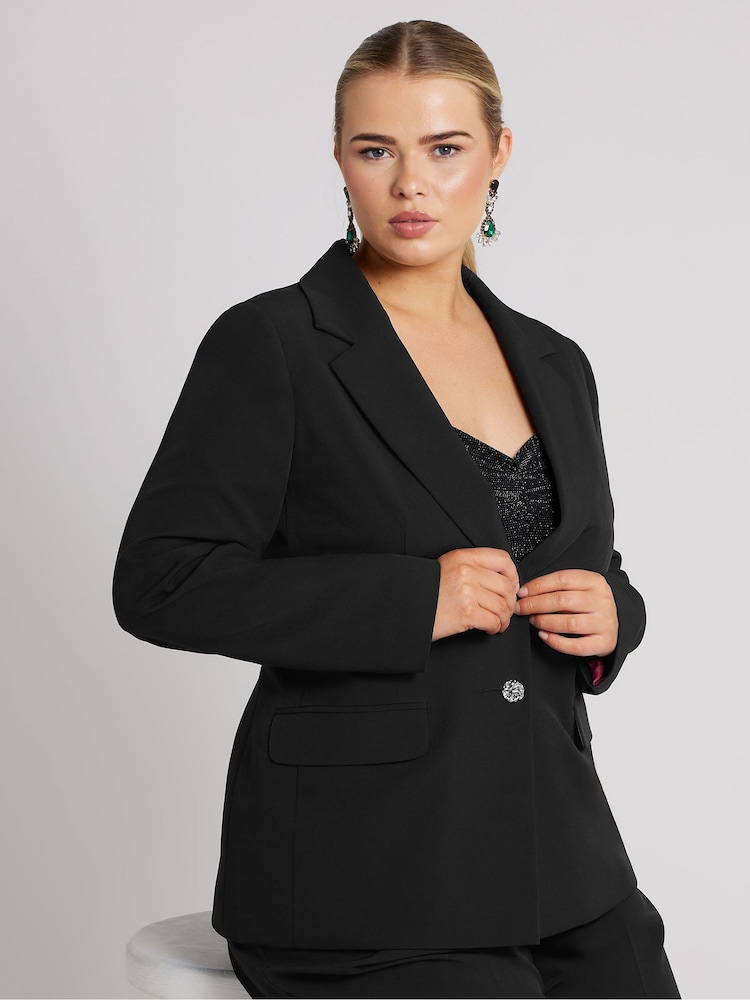 Yours Curve Black London Tailored Blazer - Image 1 of 5