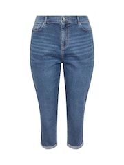 Yours Curve Blue Boyfriend Jeans - Image 4 of 4