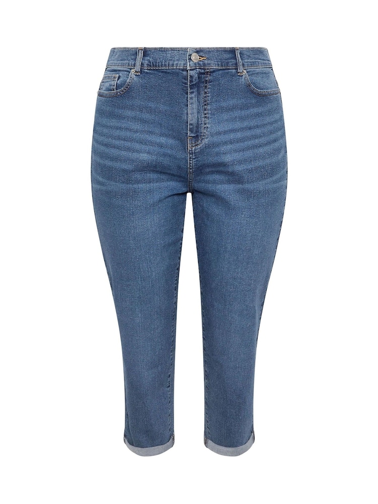 Yours Curve Blue Boyfriend Jeans - Image 4 of 4