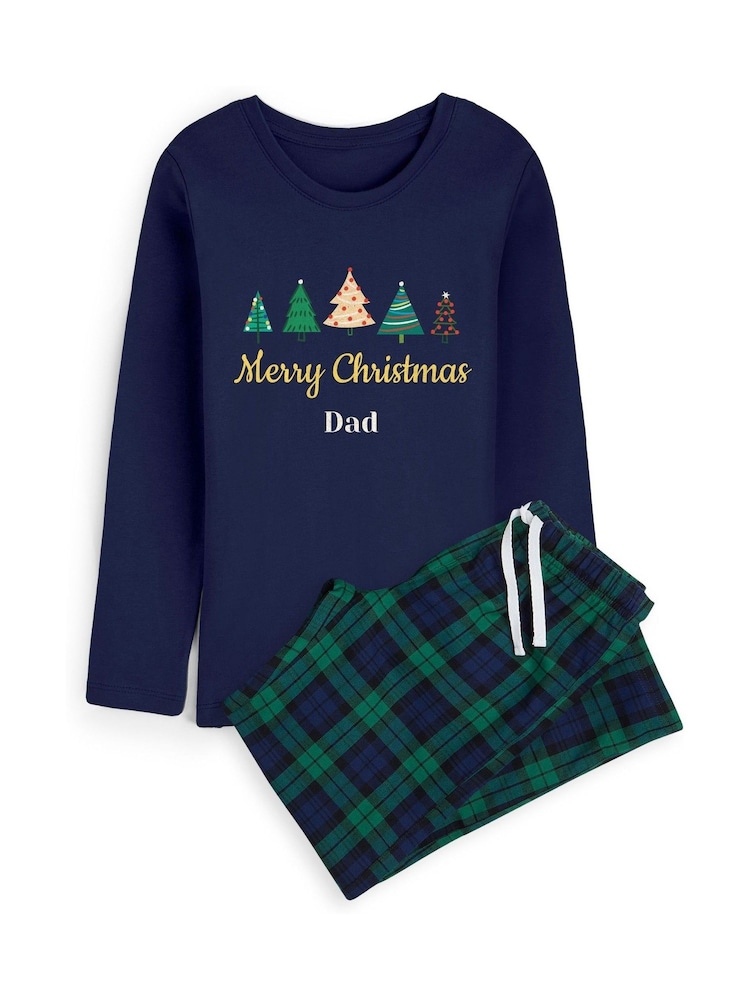 Mens Personalised Christmas Tree 100% Cotton Pyjamas by Stitch Style - Image 1 of 4 Mens Personalised Christmas Tree 100% Cotton Pyjamas by Stitch Style - Image 1 of 4