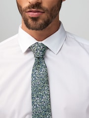 Green Slim Pattern Tie - Image 1 of 5