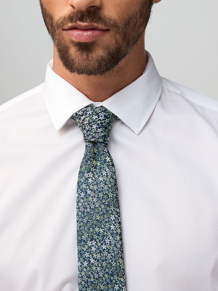 Green Slim Pattern Tie - Image 1 of 5