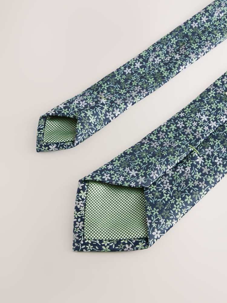 Green Slim Pattern Tie - Image 5 of 5