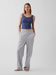 Gap Blue Mini Rib Lace-Trim Pyjamas Vest - Image 3 of 4