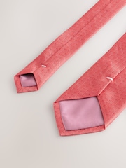 Red Wide Silk Tie With Tie Clip - Image 3 of 3