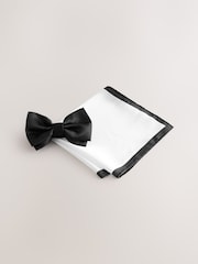 Black Bow Tie and Pocket Square Set - Image 2 of 4