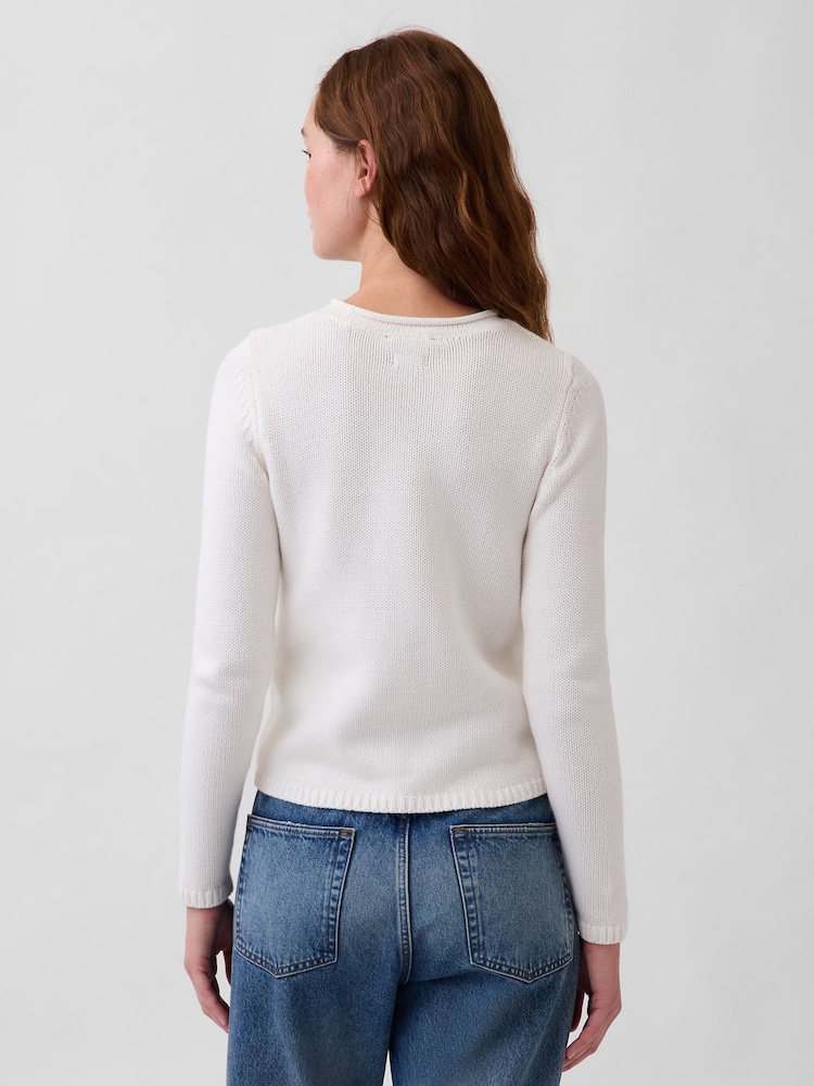 Bianco - Gap Cotton Rolled Neck Jumper - Immagine 2 di 4