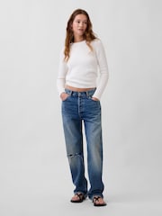 Bianco - Gap Cotton Rolled Neck Jumper - Immagine 3 di 4