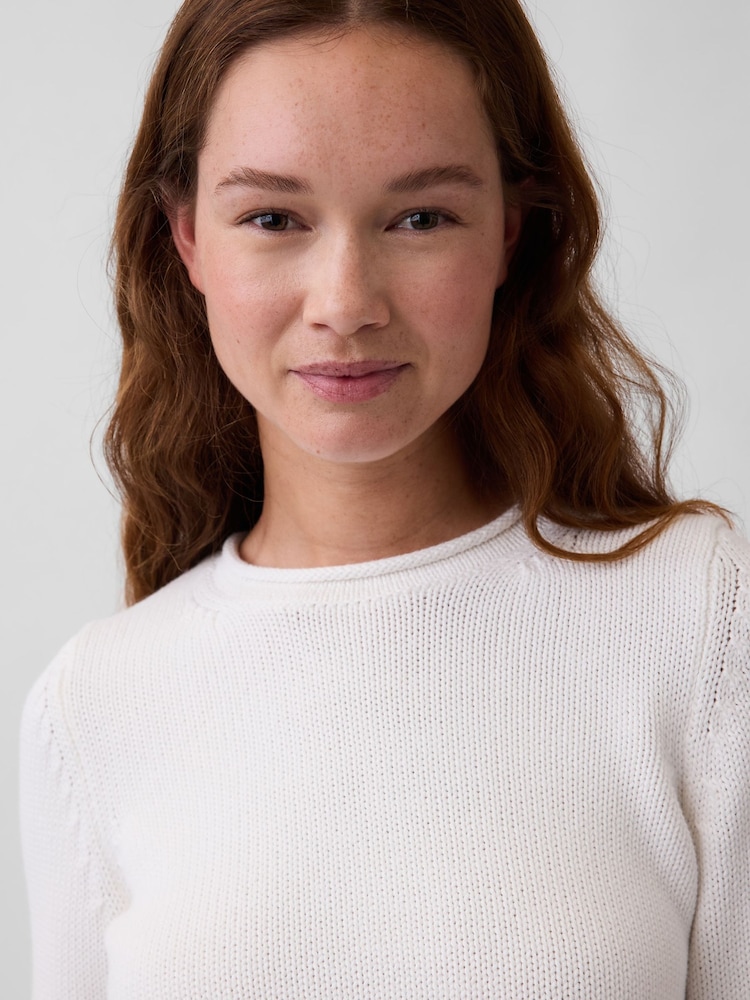 Bianco - Gap Cotton Rolled Neck Jumper - Immagine 4 di 4