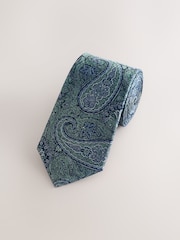 Green Printed Silk Tie - Image 1 of 3