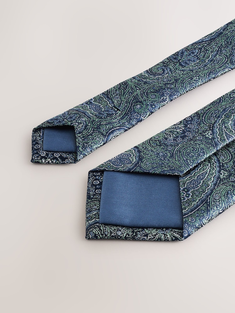 Green Printed Silk Tie - Image 3 of 3