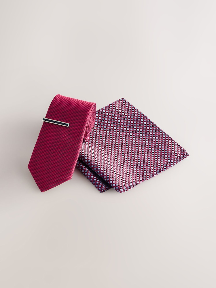 Red Tie and Pocket Square Set - Image 1 of 4