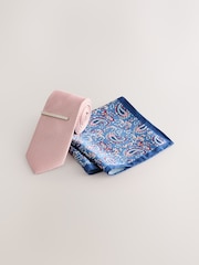 Pink/Blue Tie and Pocket Square Set - Image 1 of 4