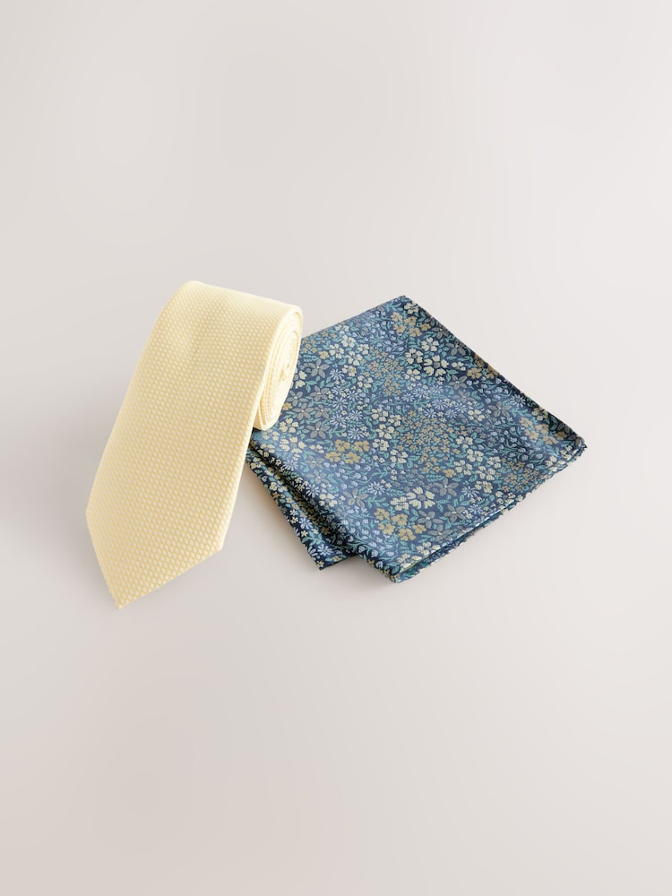 Yellow Tie and Pocket Square Set - Image 1 of 4