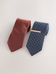Rust Brown Textured Ties And Clips 2 Pack - Image 2 of 3