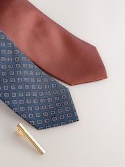 Rust Brown Textured Ties And Clips 2 Pack - Image 3 of 3