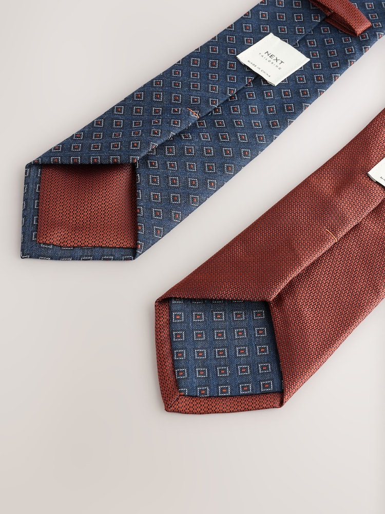 Rust Brown Textured Ties And Clips 2 Pack - Image 3 of 3
