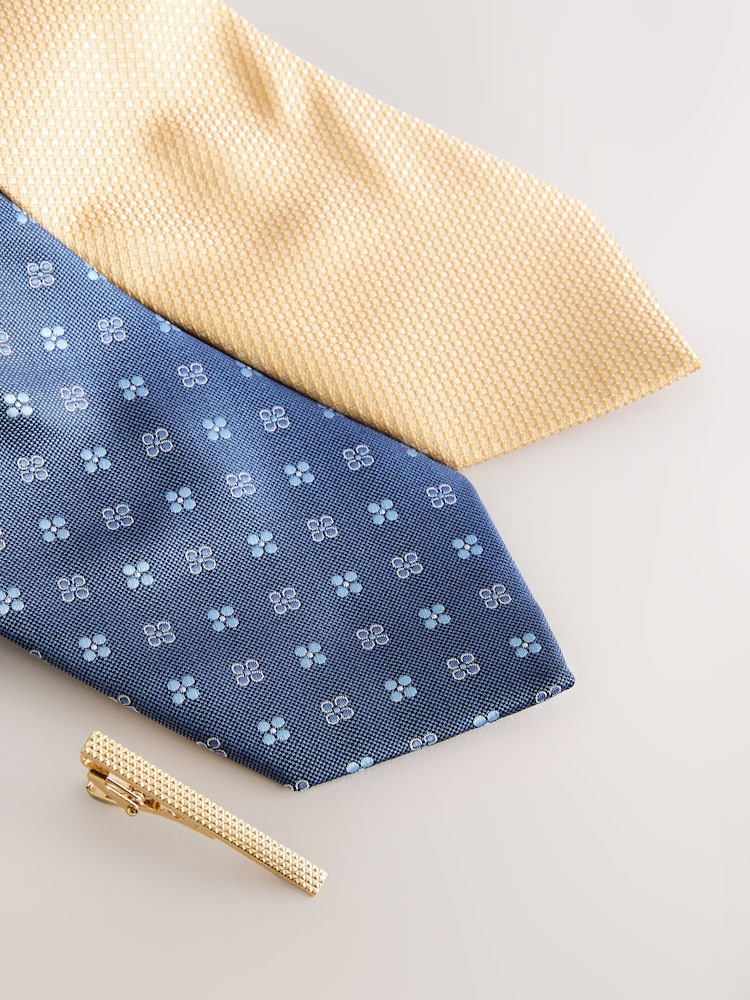 Geel/blauw - Textured Ties And Clips 2 Pack - Image 2 of 3