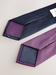 Navy/Red Textured Ties And Tie Clips 2 Pack - Image 3 of 3