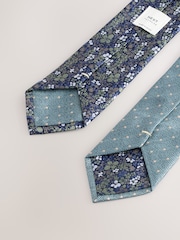 modra rožast vzorec/Polka Dot Design - Komplet 2 dizajnerskih kravat in kravatnih sponk - Slika 3 iz 3