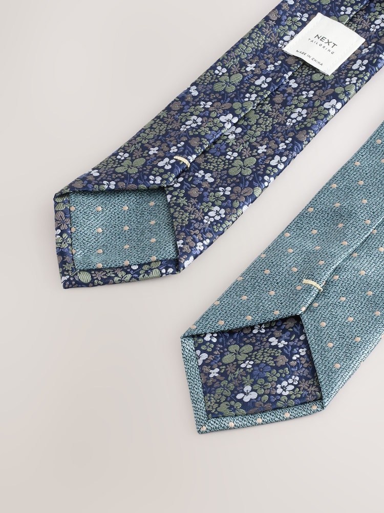 modra rožast vzorec/Polka Dot Design - Komplet 2 dizajnerskih kravat in kravatnih sponk - Slika 3 iz 3