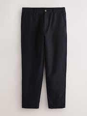 Black Elasticated Waist Textured Linen Blend Trousers - Image 1 of 5
