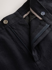 Black Elasticated Waist Textured Linen Blend Trousers - Image 3 of 5