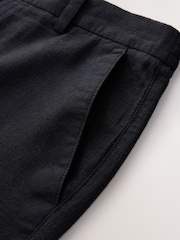 Black Elasticated Waist Textured Linen Blend Trousers - Image 4 of 5