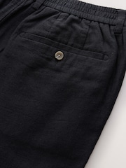 Black Elasticated Waist Textured Linen Blend Trousers - Image 5 of 5