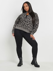 Yours Curve Grey Oversized Bomber Jacket - Image 2 of 6