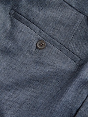 Blue Regular Fit Smart Wool Blend Trousers With Linen and Functional Side Adjusters - Image 12 of 12