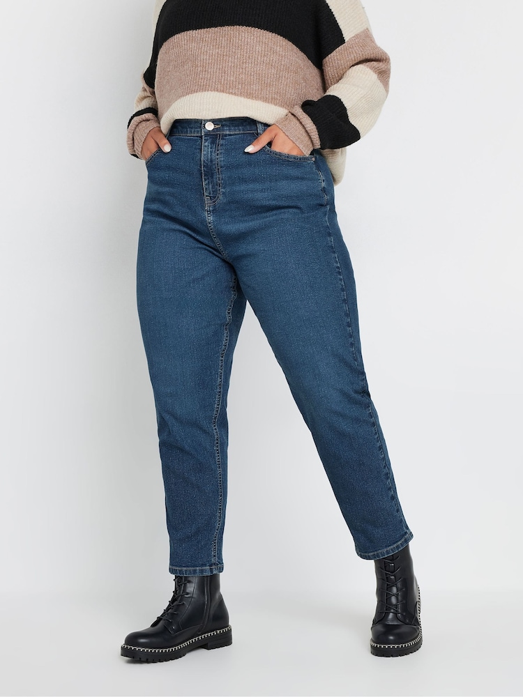 Yours Curve Blue Mom Jeans - Image 1 of 4