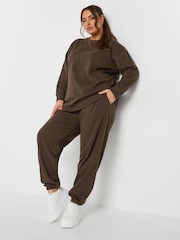 Yours Curve Brown Cuffed Chocolate Joggers - Image 2 of 5