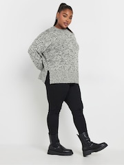 Yours Curve Black All Over Twist Jumper - Image 2 of 5