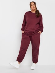 Yours Curve Red Cuffed Chocolate Joggers - Image 2 of 5