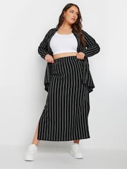 Yours Curve Black Pinstripe Textured Tube Skirt - Image 2 of 6
