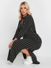 Yours Curve Black Pinstripe Textured Tube Skirt - Image 4 of 6