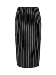 Yours Curve Black Pinstripe Textured Tube Skirt - Image 6 of 6